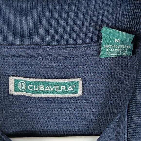 Cubavera Polo Shirt Men Medium Navy Blue Short Sleeve Textured Casual Golf Tee - Picture 2 of 4